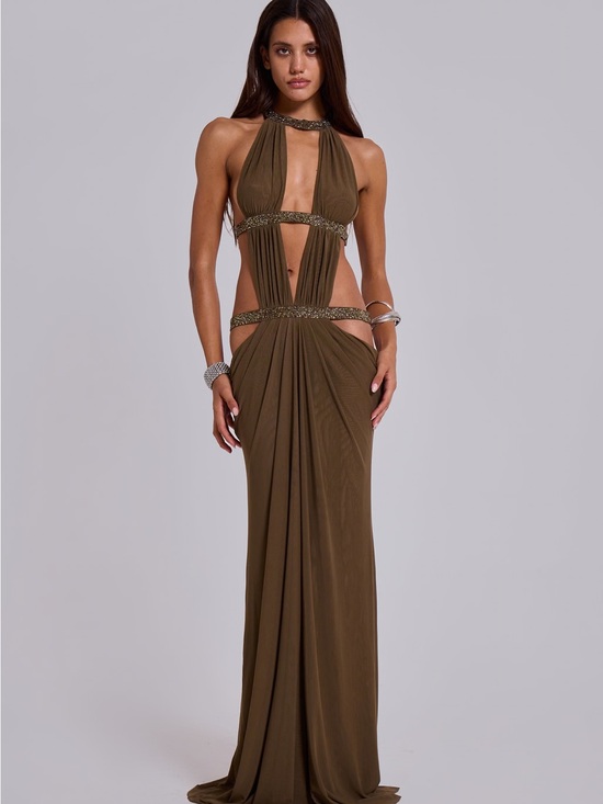 Jaded London Dresses & Skirts - Jaded London Moss Cutout Backless Halter Gown Size 8